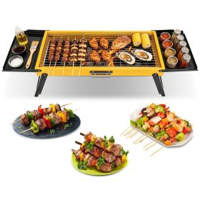 Multi-Function Portable Charcoal Grill with Prep Side Tables, Powder Coated Foldable BBQ for Camping Picnic RV Backyard Party
