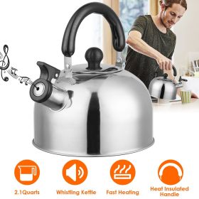 304 Stainless Steel Whistling Tea Kettle 2.1 Quart, Loud Whistling Water Kettle, BPA Free Fast Boiling Kettle for Induction Stove Gas Stove