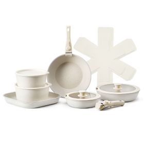 17 Piece Pots and Pans Set Nonstick, Detachable Handle Cookware, Space Saving Induction cookware set, Kitchen RV Cooking Sets, with Frying, Sauce