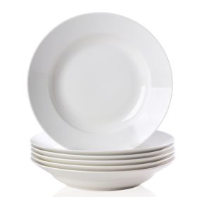 9.5 Inch Pure White Soup Plate, Dinner Plate 6 Pieces (Option: White)