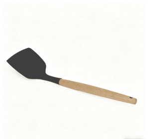 Wooden handle silicone cooking utensils, heat-resistant non-stick kitchen tools including spoon rests, egg beaters, tongs and spatulas (style: Dami shovel)